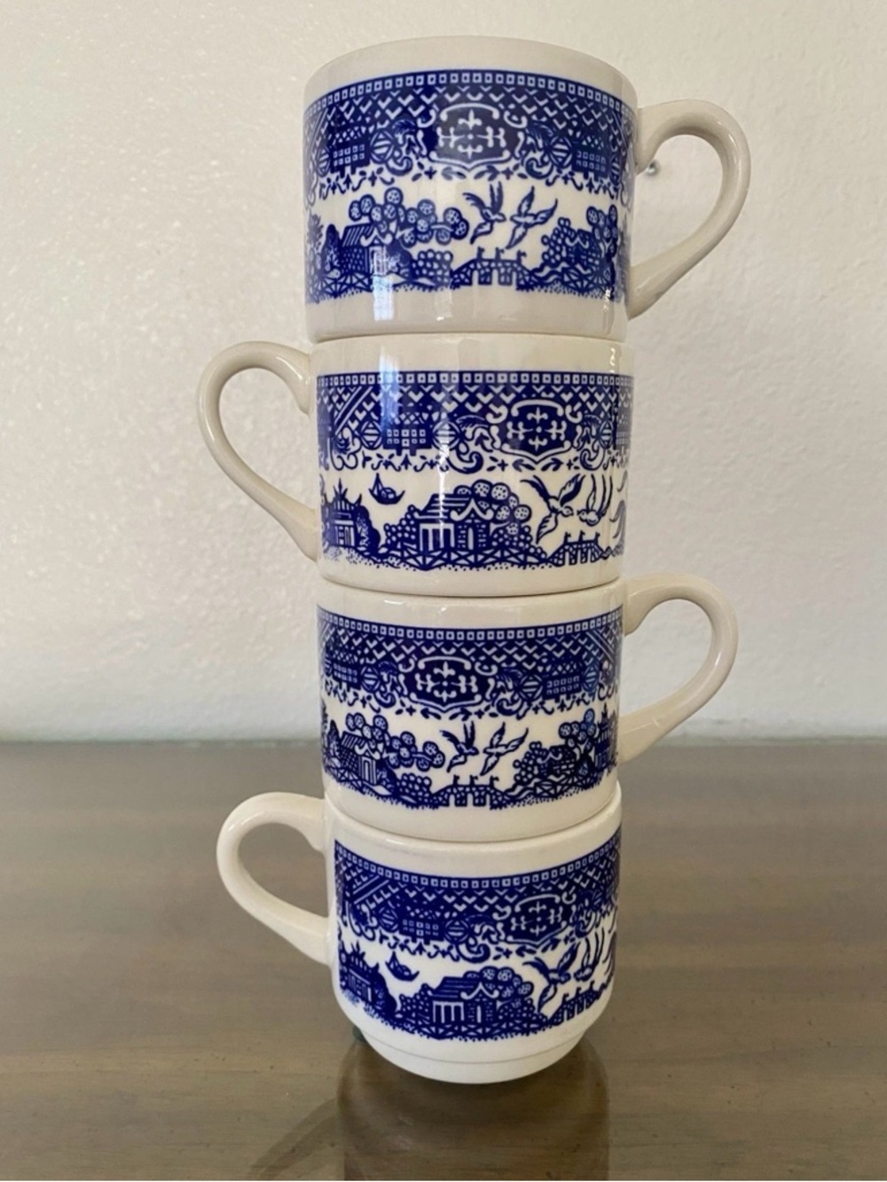 Blue Pattern Porcelain Mug - Classic Willow-Style Design